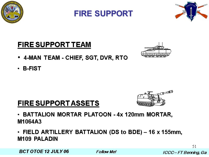 51 FIRE SUPPORT TEAM    4-MAN TEAM - CHIEF, SGT, DVR, RTO